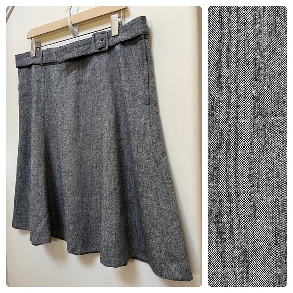 H&M Gray Wool‎ Blend Zip Closure A Line Skirt Size 14 - Picture 2 of 11